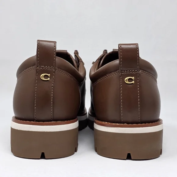 Coach Men's Banks Leather Lace-Up Boots Dark Saddle Brown US Size 7.5 D NEW